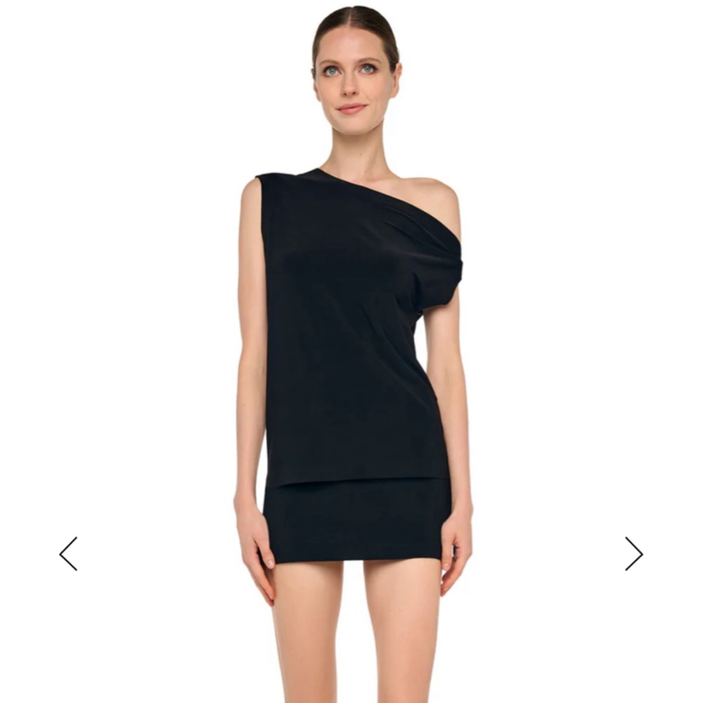 Women's Norma Kamali Black One-Shoulder Tank Top M